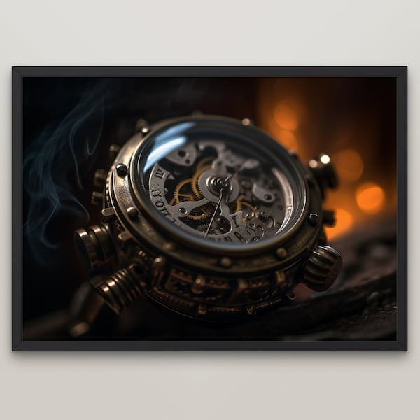 Steampunk Art, digitale kunst, Steampunk Watch, Steampunk Wall Art, Steampunk Poster, Service Station Print, Clockwork Art, Industrial Art