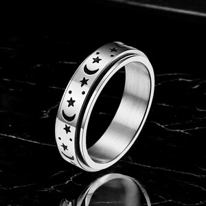 Sun Moon Star, Fidget Ring, Spinner Ring, Anxiety, Anxiety Ring, Fidget ...