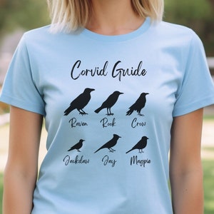 Corvid Guide Women&#39;s Fitted Tee - Corvidae Crow Jay Raven Jackdaw Rook Magpie Bird Lovers Tshirt Ornithologist Ornithology Birds Avian