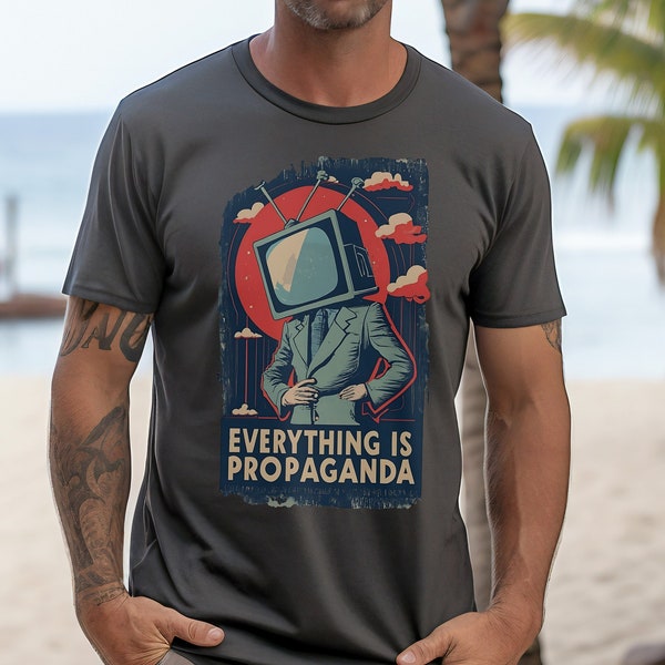 Vintage-Inspired "Everything is Propaganda" Graphic Tee - Unisex Softstyle T-Shirt Funny graphic meme art paranoia