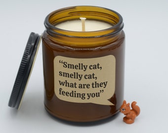 Quote "Smelly cat, smelly cat, what are they feeding you" Funny Lines from TV Show Soy Candle (9oz, 16oz)