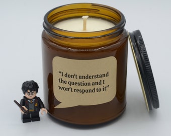 TV show Quote "I don't understand the question and I won't respond to it" Funny quotes and moments Soy Candle (9oz, 16oz)