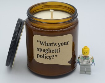 TV show Quote "What's your spaghetti policy?" Funny quotable moments Soy Candle (9oz, 16oz)