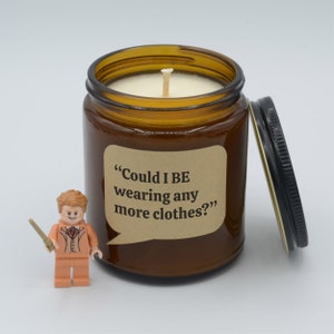 Quote &quot;Could I BE wearing any more clothes?&quot; Funny Lines from TV Show Soy Candle (9oz, 16oz)