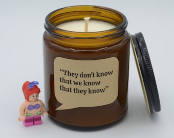 Quote "They don't know that we know that they know" Funny Lines from TV Show Soy Candle (9oz, 16oz)