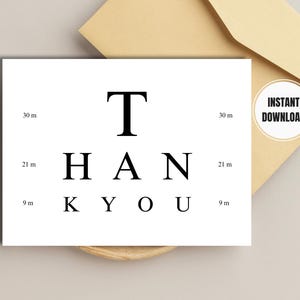 Bedankkaart oogarts, bedankt cadeau voor optometrist, optometrie, National Doctors Day, medische themakaarten, oogtest, bril