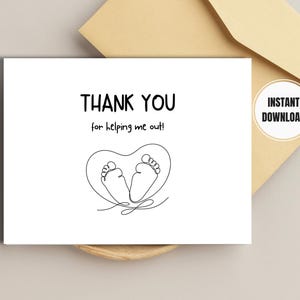 Carte de remerciement pour l'infirmière du travail et de l'accouchement, cadeau de remerciement pour Doula, carte de remerciement pour la sage-femme, faire-part de naissance, téléchargement immédiat