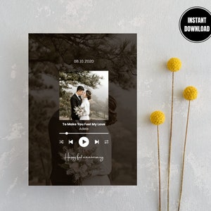 Gepersonaliseerde fotokaart jubileumkostuum, jubileumkaart voor man of vrouw, partner, huwelijksverjaardag, cadeau voor koppels muziek