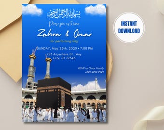 Personalized Hajj Invitation Template: Kaaba Design (Digital Download)