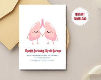 Thanks for being Th-air for me, Funny Medical Thank You Card: Nurse Doctor Preceptor Gift,  Medical Staff Appreciation (Printable)