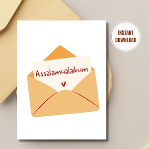 Carte de voeux Assalamualaikum, belle carte Salam pour toutes les occasions, thème islamique, idée cadeau imprimable et bien pensée