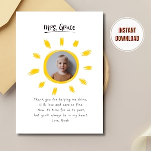 Thank You for Helping Me Shine, Teacher Appreciation Card, Sunshine End Of School Year Gift, Teacher Appreciation,  Instant Download