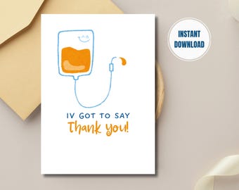 Funny Healthcare Thank You Card Printable for Doctors, Nurses, Preceptors, Hospital Staff, Students, Pharmacists & Techs,  Instant Download
