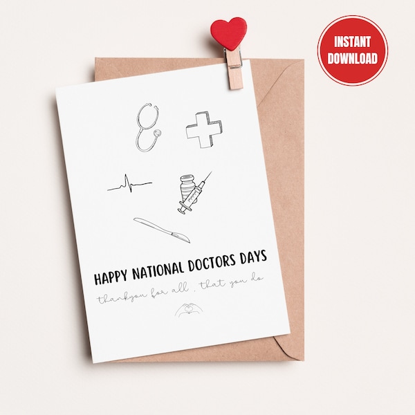 Happy National Doctor's Day Card and Medical thank you, Doctor day Gift, Clinical Instructor, Nurse Preceptor, Surgeon appreciation