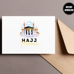 Cartão Hajj Mubarak, Cartão de Saudação Hadj Mabroor, Presente Hajj, Presente Hajj Mubarak, Presente Islâmico, Download Instantâneo