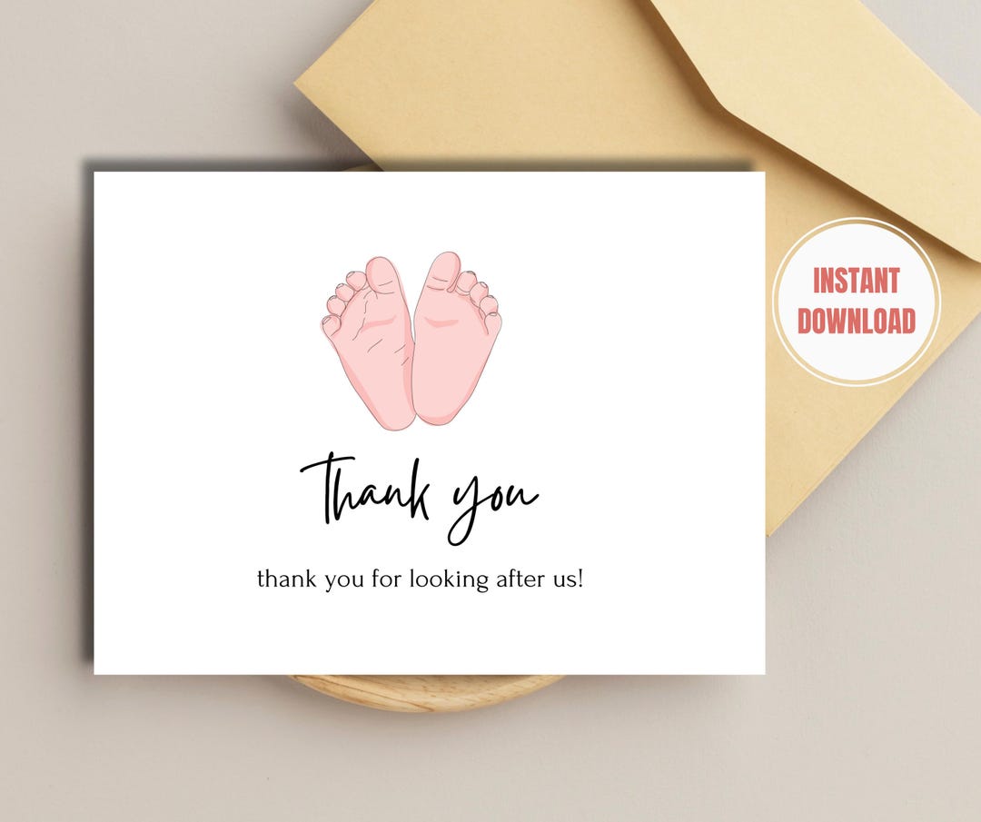 Thankyou for Looking After Us, Midwife Thank You Card, New Baby Gift ...