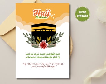 Hajj Mubarak Card, Leaving for Hajj Card, Muslim Hajj Gift, Journey to Hajj, Pilgrimage in the Islamic faith, Eid Adha, Instant Download