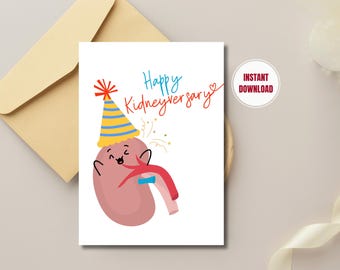 Feliz aniversario de trasplante de riñón, regalo de aniversario de trasplante de riñón, receptor de riñón, tarjeta de agradecimiento para donantes de órganos, dona vida, descarga instantánea