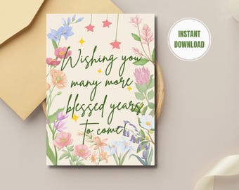 Muslim Islamic Birthday Wishes Card, Religious Birthday Gift, Floral Islamic Blessings, Inspirational Islamic Greeting Card for Celebrations