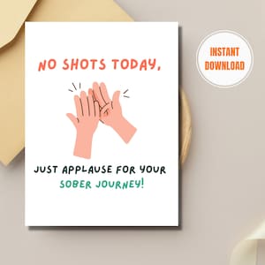 今日は注射なし、面白い禁酒記念日カード、印刷可能な禁酒の旅、男性への禁酒ギフト、禁酒1年目、禁酒1年目、回復、PNG