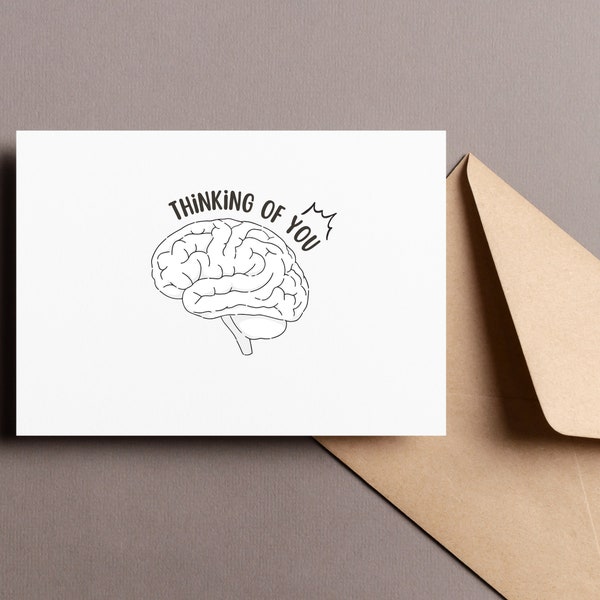 Anatomy Brain, Thinking of You Greeting Card, Love Medicine Medical Theme, Instant Download