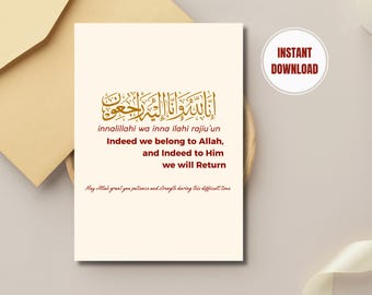 Islamic Condolence Card, Muslim Sympathy Gift, Loss of Father Bereavement, Islamic Sympathy Card for Loved One, Muslim Mourning Card