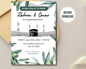 Umrah Party Invitation, Hajj Party, Umrah Gifts, Muslim Invite, Virtual Invitation, Congratulation, Islam Kaaba, Instant Download