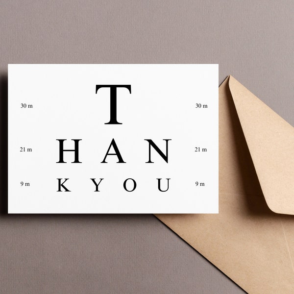 Eye Doctor Thank You Card, Thanks Gift for Optometrist, Optometry, National Doctors Day, Medical Theme Cards, Eye Test, Glasses