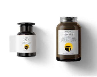 Personalized Zam Zam Water Bottle Labels: Hajj, Umrah, Nikkah Stickers (Printable Digital Download)
