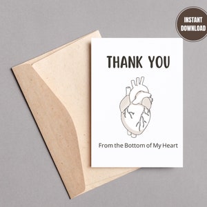 Danke aus ganzem Herzen, Sanitäter Arzt Geschenk, Anatomisches Herz druckbare Karte, Grußkarte
