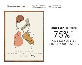 Impression d'art au trait Boho pour mère et bébé, décoration imprimée pour chambre d'enfant, fête des mères, affiche de naissance de bébé, cadeau pour les nouveaux parents