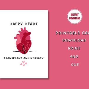 Happy Heart Transplant Anniversary Printable Card, Gift Heart Transplant Recipient, Heart Recipient, Donate Organ Life, INSTANT DOWNLOAD
