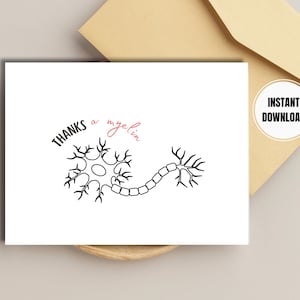 Merci une carte de voeux imprimable de remerciement en myéline, cadeau de médecin en neurologie, carte médicale imprimable, neurone, téléchargement immédiat