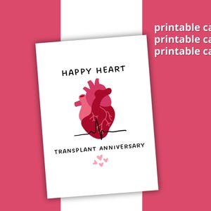 Happy Heart Transplant Anniversary Printable Card, Gift Heart Transplant Recipient, Heart Recipient, Donate Organ Life, INSTANT DOWNLOAD