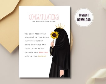 Hijab Congratulations Card: Islamic Muslimah Gift (Digital Download)