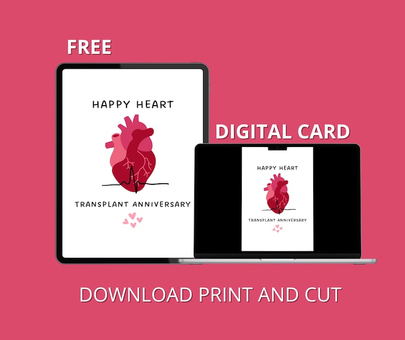 Happy Heart Transplant Anniversary Printable Card, Gift Heart Transplant Recipient, Heart Recipient, Donate Organ Life, INSTANT DOWNLOAD