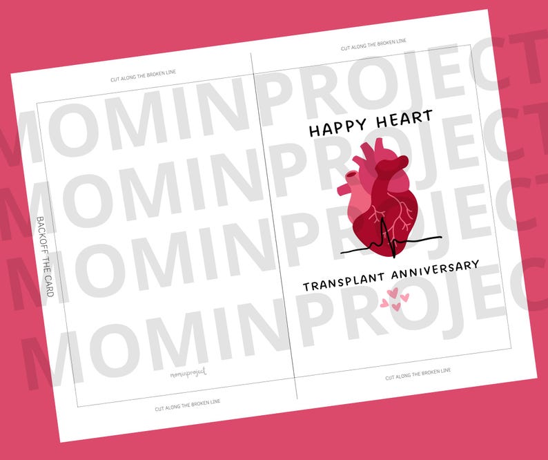 Happy Heart Transplant Anniversary Printable Card, Gift Heart Transplant Recipient, Heart Recipient, Donate Organ Life, INSTANT DOWNLOAD