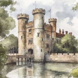 12 High Quality Designs of Castles Clip Art 12 JPGs - Digital, Download, Watercolour, Wall Art, Commercial Use - Digital Print
