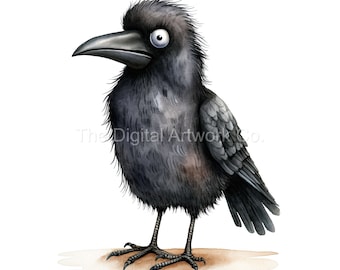 12 High Quality Designs of Characterful Crows Art 12 JPGs - Print, Watercolour, Wall Art, Commercial Use - Digital Download