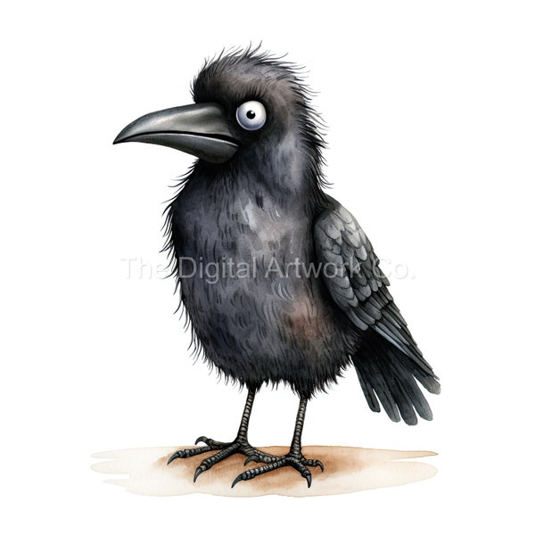 12 High Quality Designs of Characterful Crows Art 12 JPGs - Print, Watercolour, Wall Art, Commercial Use - Digital Download