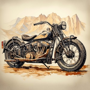 12 hochwertige Designs amerikanischer Motorräder Clip Art 12 JPGs Digital, Journaling, Aquarell, Wandkunst, kommerzielle Nutzung Digitaler Download
