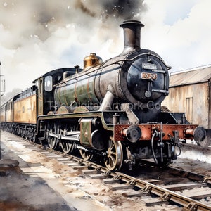 12 High Quality Designs of Steam Trains Clip Art 12 JPGs - Digital, Journaling, Watercolour, Wall Art, Commercial Use - Digital Download