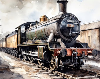 Steam Train Clip Art: Watercolor Style Designs (Digital Download)