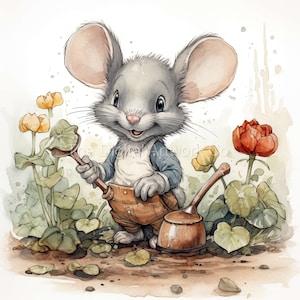 12 High Quality Designs of Cute Mice Clip Art 12 JPGs - Digital Print, Watercolour, Wall Art, Commercial Use - Digital Download