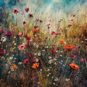 12  High Quality Designs of Wildflower Backgrounds Clip Art JPGs - Digital Planner, Watercolour, Wall Art, Commercial Use - Digital Download