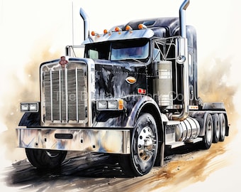 American Truck Clip Art: Watercolor Truck Designs (Digital Download)