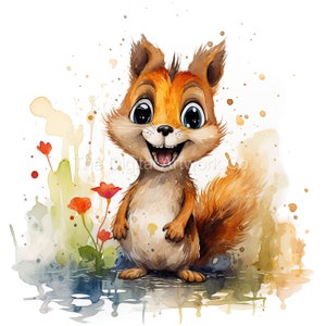 18 High Quality Designs of Cute Squirrels Clip Art 18 JPGs - Digital Print, Watercolour, Wall Art, Commercial Use - Digital Download