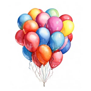 18 hochwertige Designs von Aquarellballons JPGs-Digitaler Planer, Journaling, Aquarell, Wandkunst, kommerzielle Nutzung - Digitaler Download
