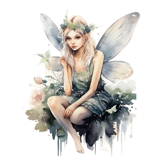 12 High Quality Designs of Enchanted Fairies Clip Art 12 JPGs - Print, Watercolour, Wall Art, Commercial Use - Digital Download