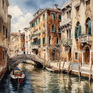 12 High Quality Designs of Captivating Venice: Set of 12 Exquisite Watercolour Prints - Instant Digital Download